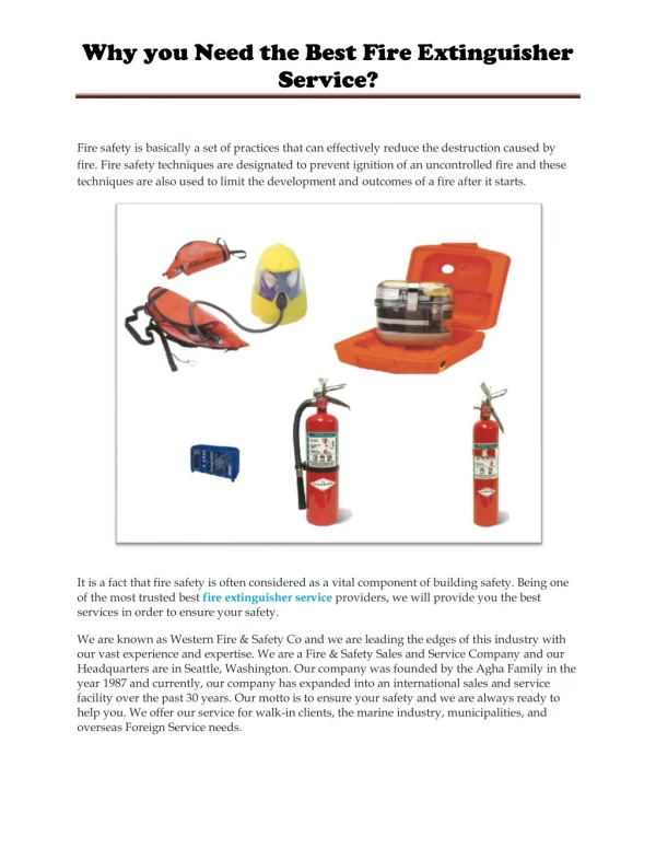 Why you Need the Best Fire Extinguisher Service?