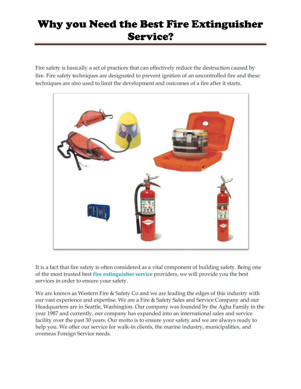 why you need the best fire extinguisher service