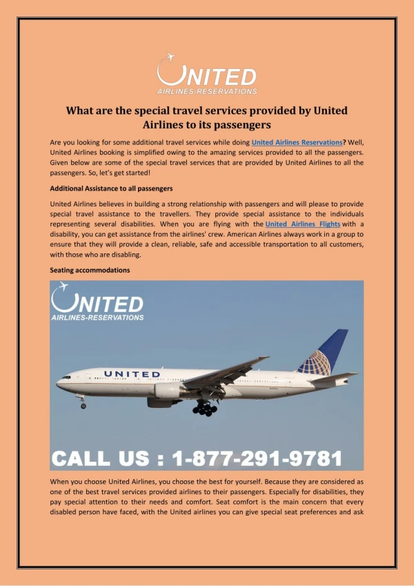 What are the special travel services provided by United Airlines to its passengers