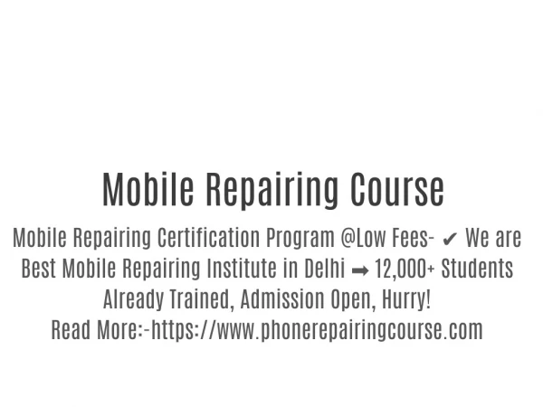 Mobile Repairing Course in Delhi ▶️ Call / 9212 677 677