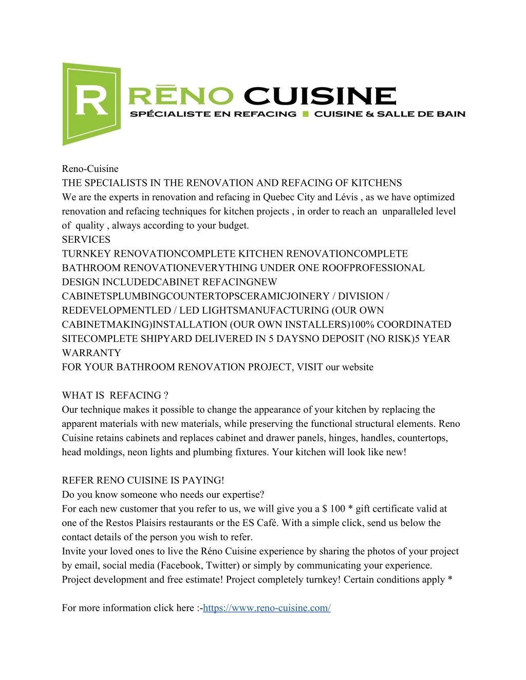 reno cuisine the specialists in the renovation