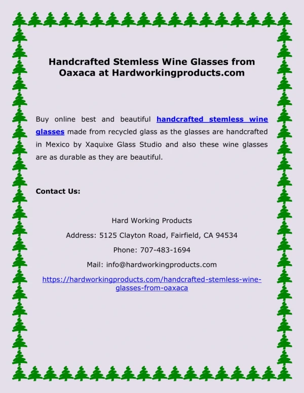 Handcrafted Stemless Wine Glasses from Oaxaca at Hardworkingproducts.com