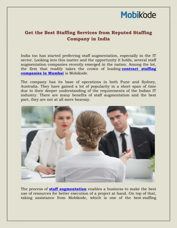 Get the Best Staffing Services from Reputed Staffing Company in India