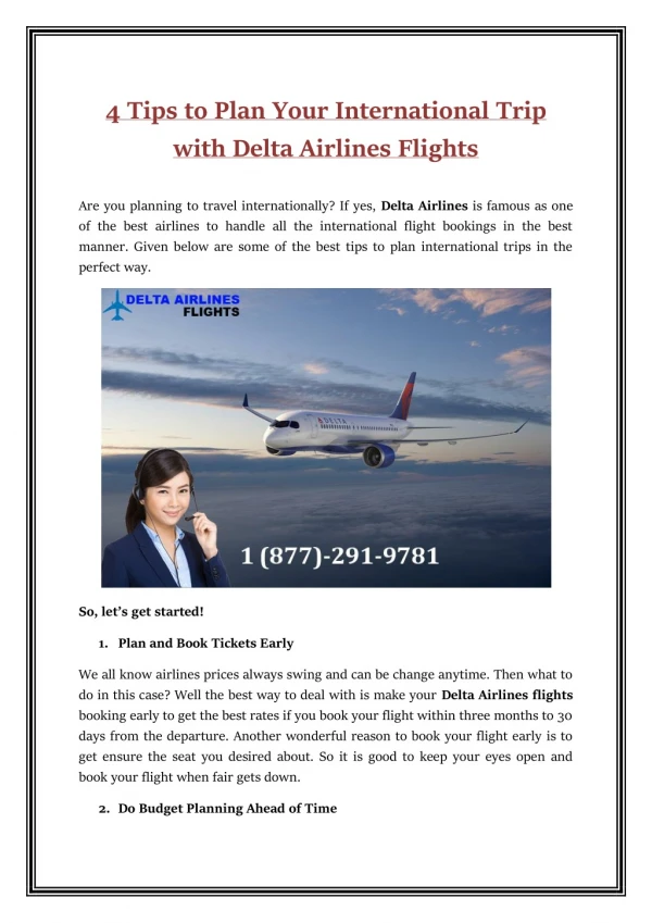 With Delta Airlines Flights Get Tips to Plan Your International Trip