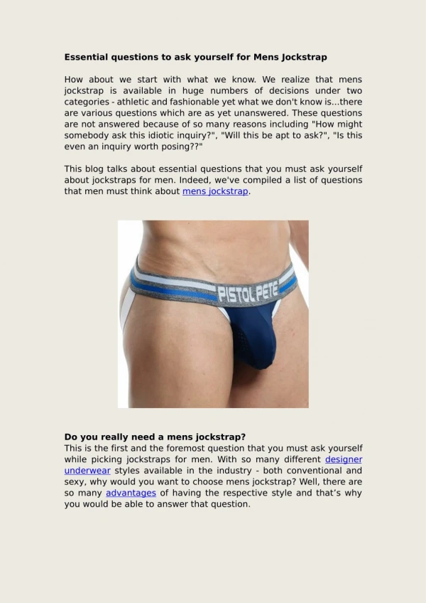 Essential questions to ask yourself for Mens Jockstrap