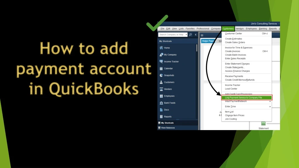 how to add payment account in quickbooks