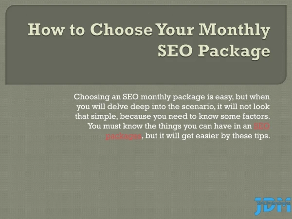 How to Choose Your Monthly SEO Package