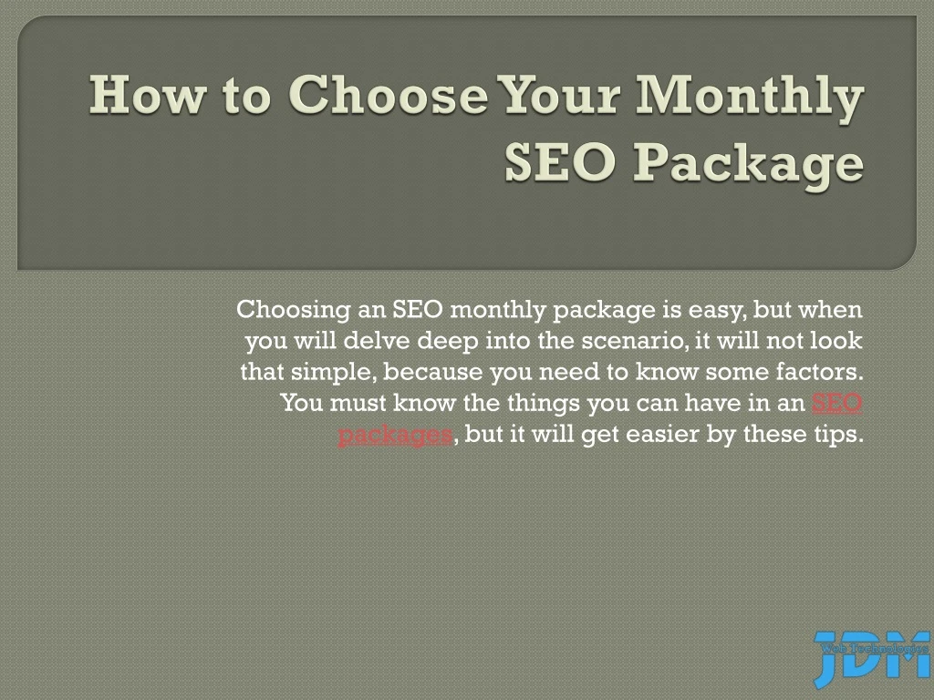 how to choose your monthly seo package
