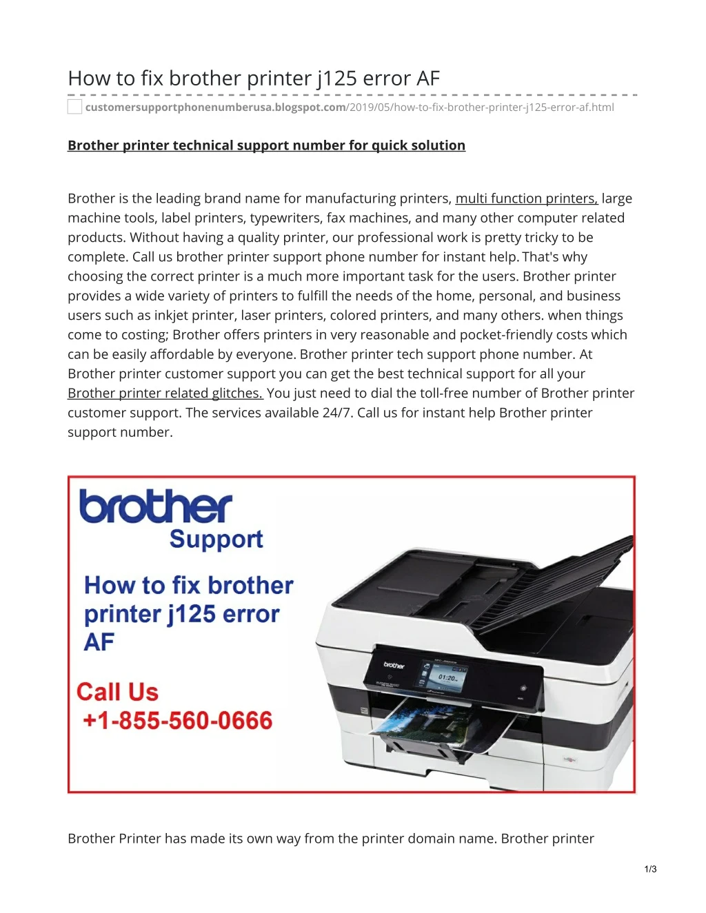 how to fix brother printer j125 error af