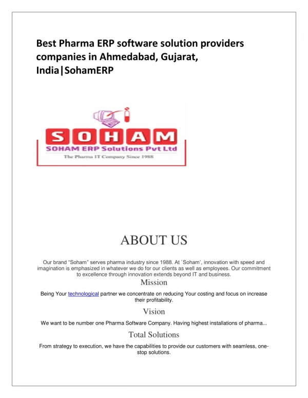 ERP Software Companies in Ahmedabad|SohamERP
