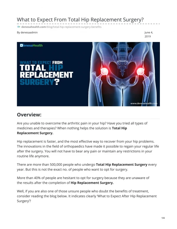 What To Expect From Total Hip Replacement Surgery?