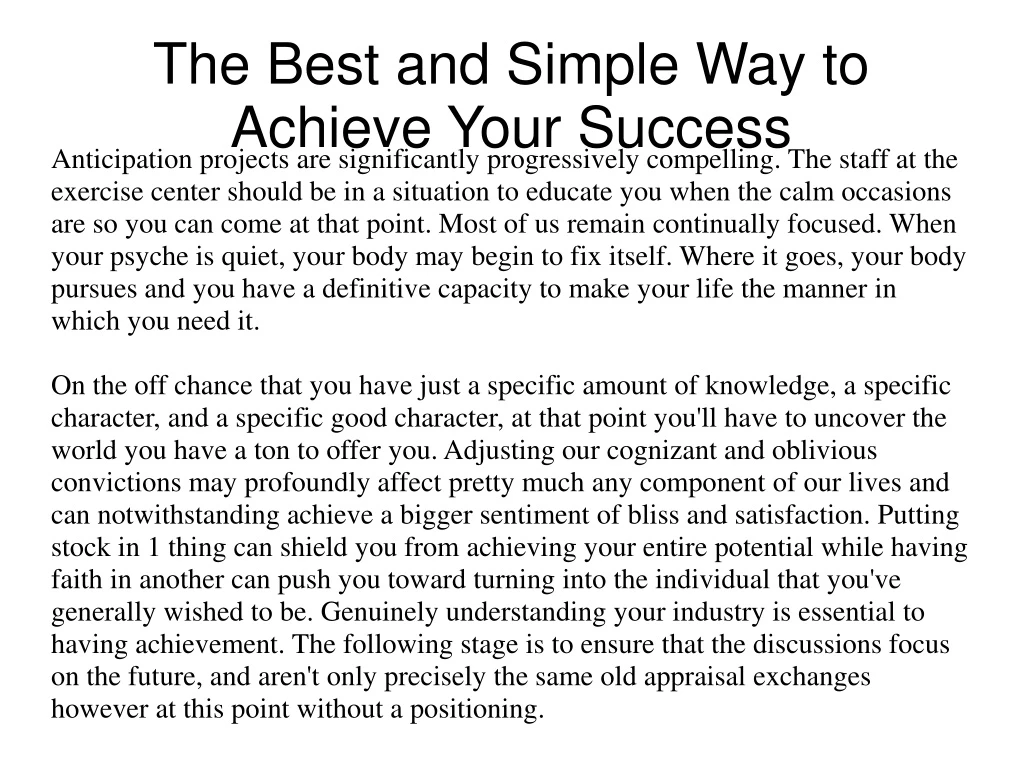 the best and simple way to achieve your success
