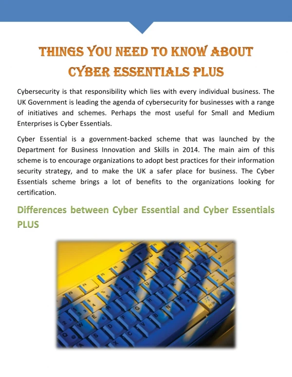 Things You Need to Know About Cyber Essentials PLUS