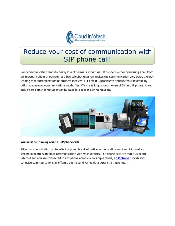 Reduce your cost of communication with SIP phone call!