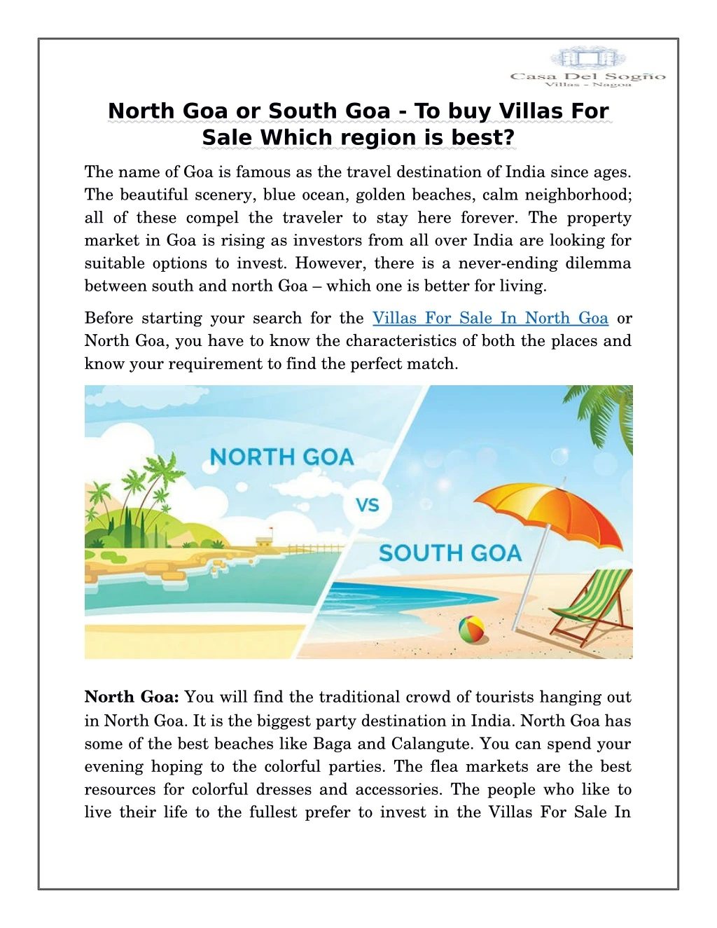 north goa or south goa to buy villas for sale