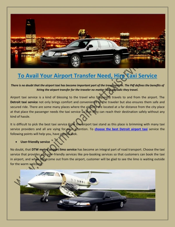To Avail Your Airport Transfer Need, Hire Taxi Service