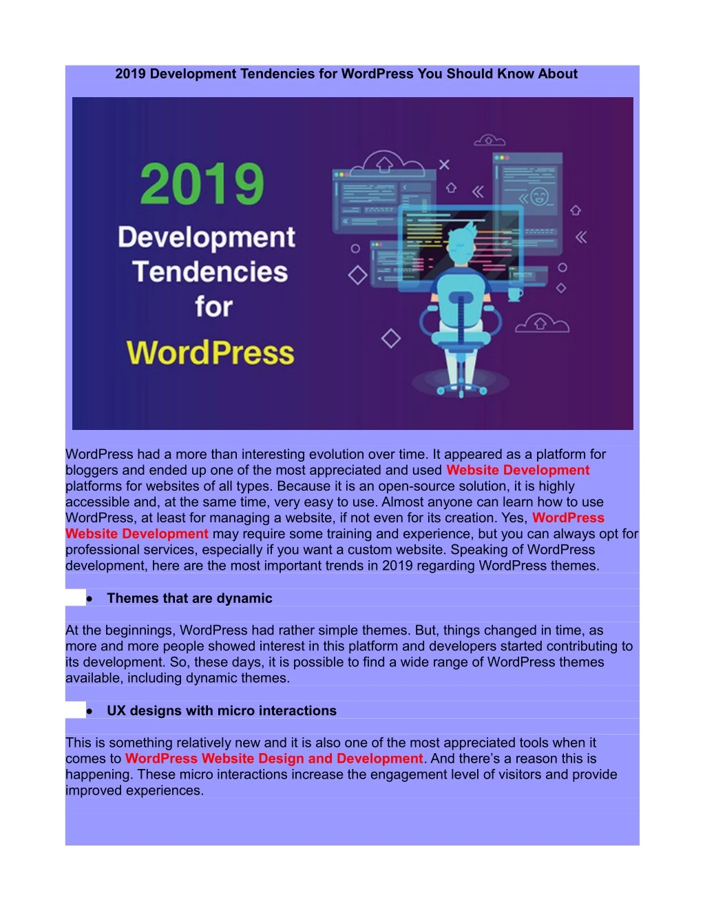 2019 development tendencies for wordpress