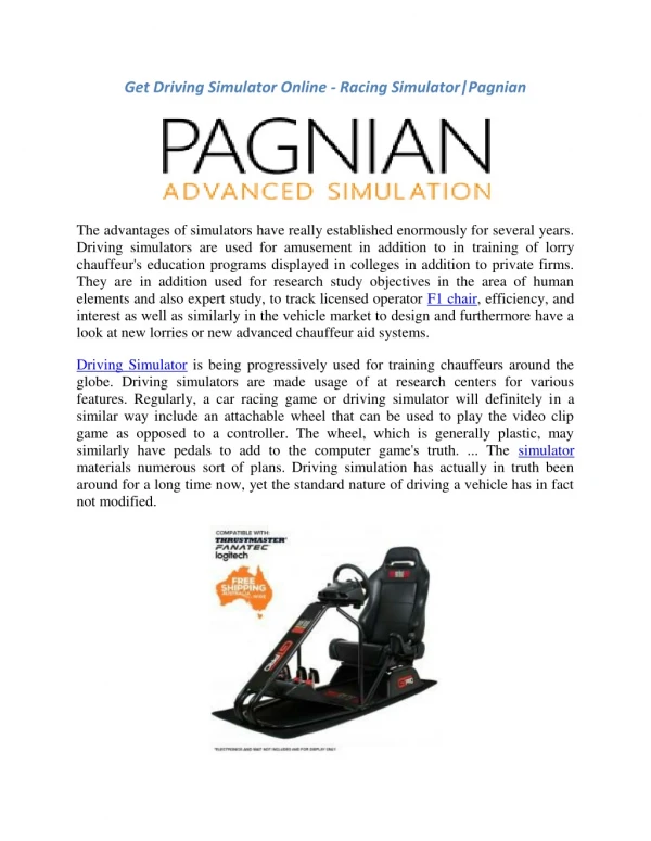 Get Driving Simulator Online - Racing Simulator|Pagnian