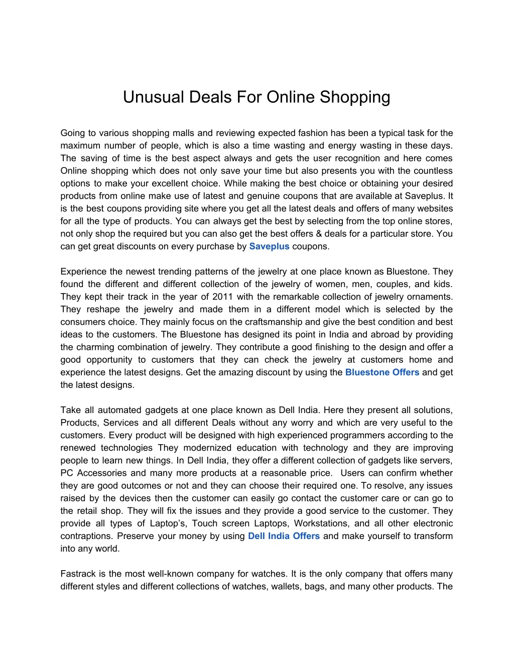 unusual deals for online shopping