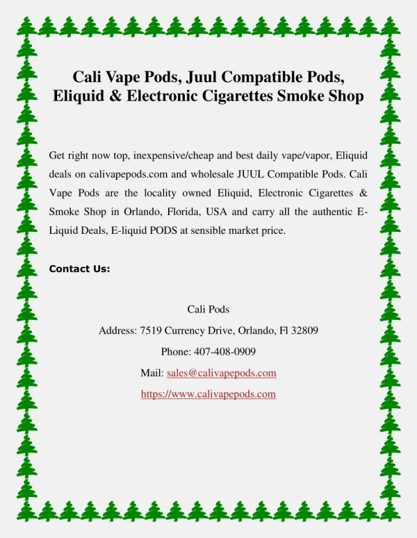 Cali Vape Pods, Juul Compatible Pods, Eliquid & Electronic Cigarettes Smoke Shop