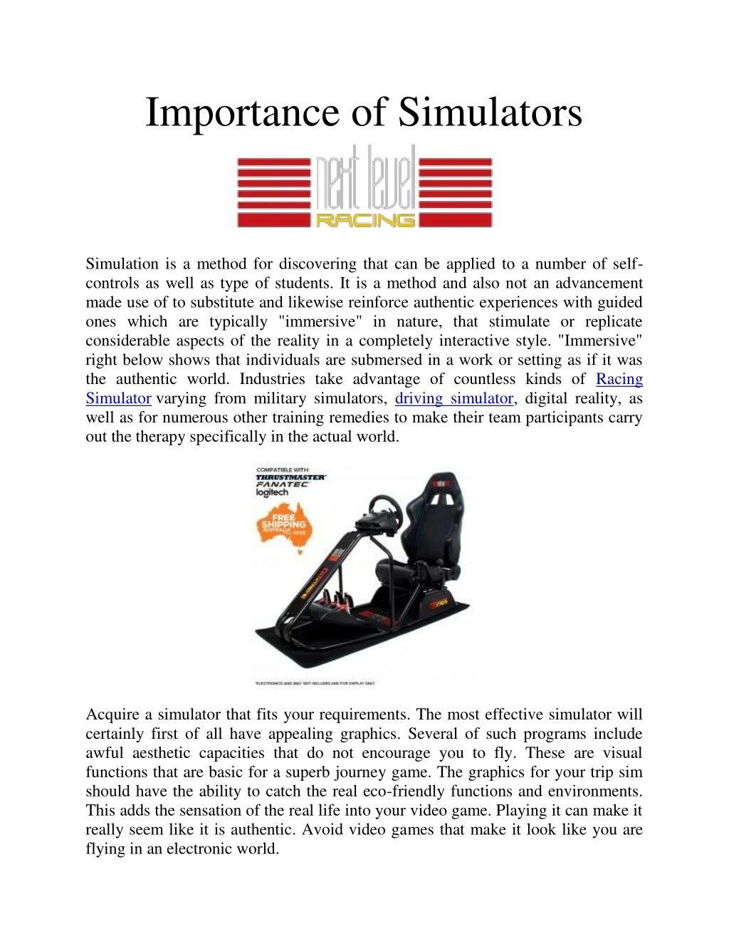 importance of simulators