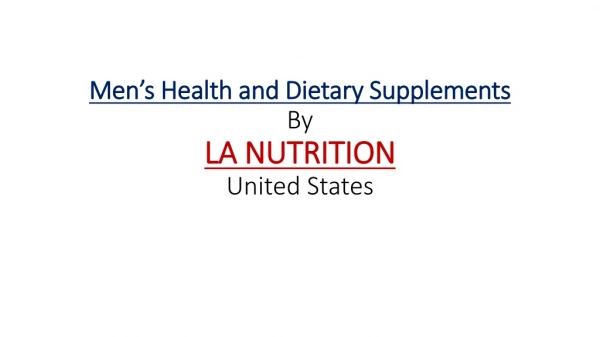 LA Nutrition Men's Health Supplements