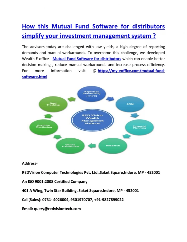 How this Mutual Fund Software for distributors simplify your investment management system ?