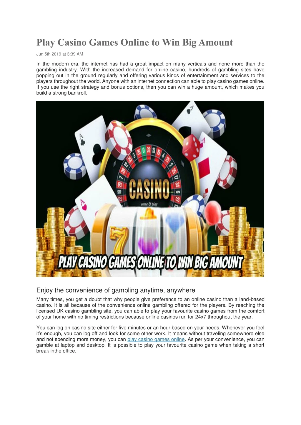 play casino games online to win big amount