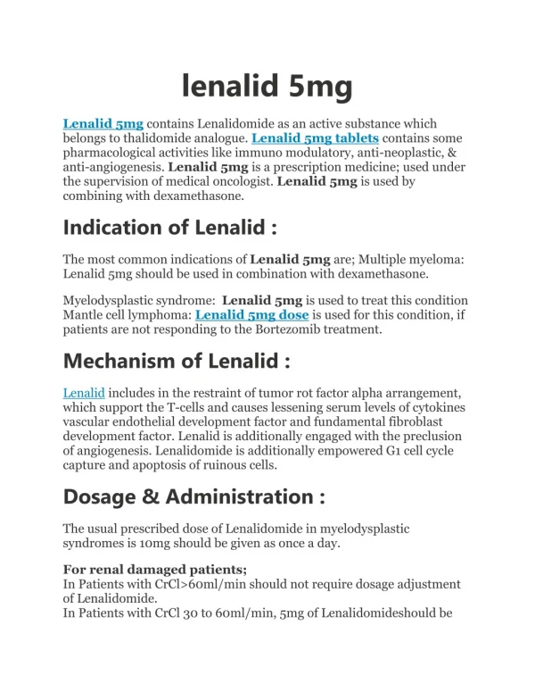 LENALID 5MG CAPSULE tablets ( NATCO ) Blueberry pharmaceuticals