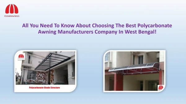 All You Need To Know About Choosing The Best Polycarbonate Awning Manufacturers Company In West Bengal!