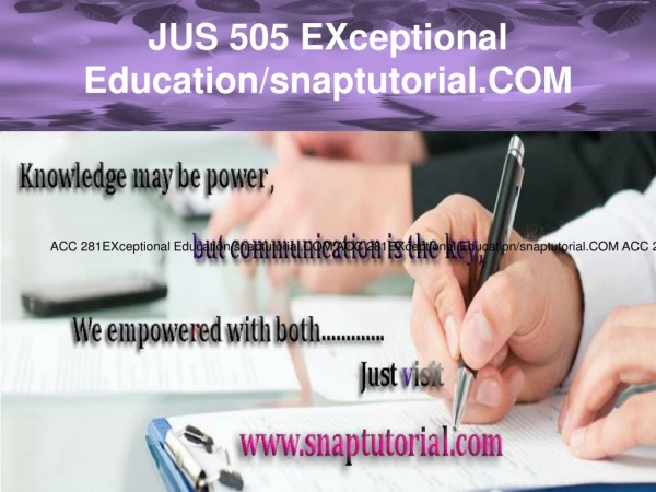JUS 505 EXceptional Education/snaptutorial.COM