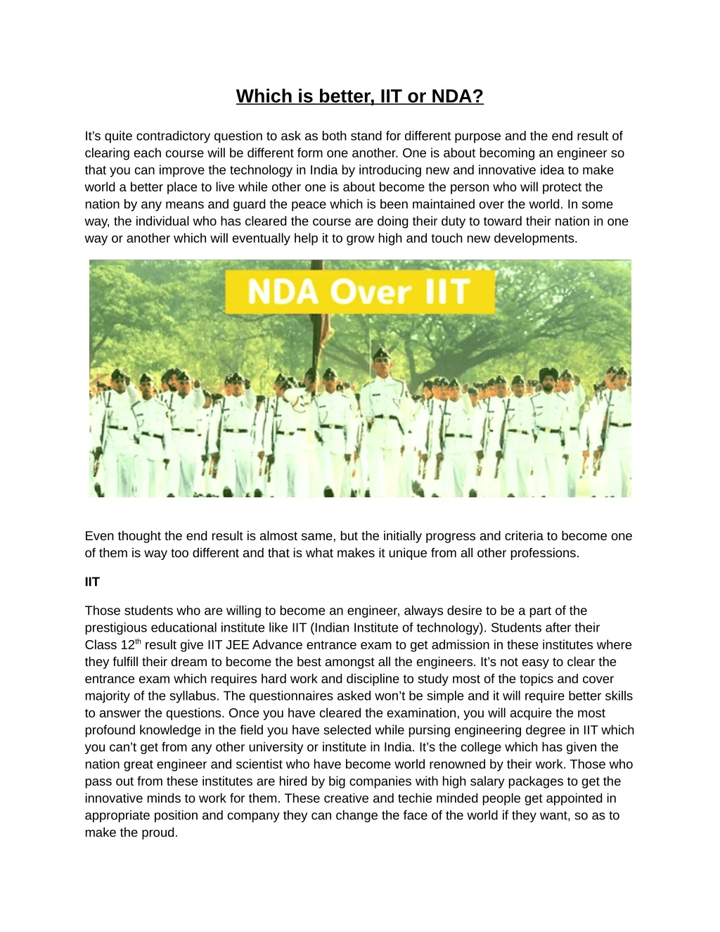 which is better iit or nda