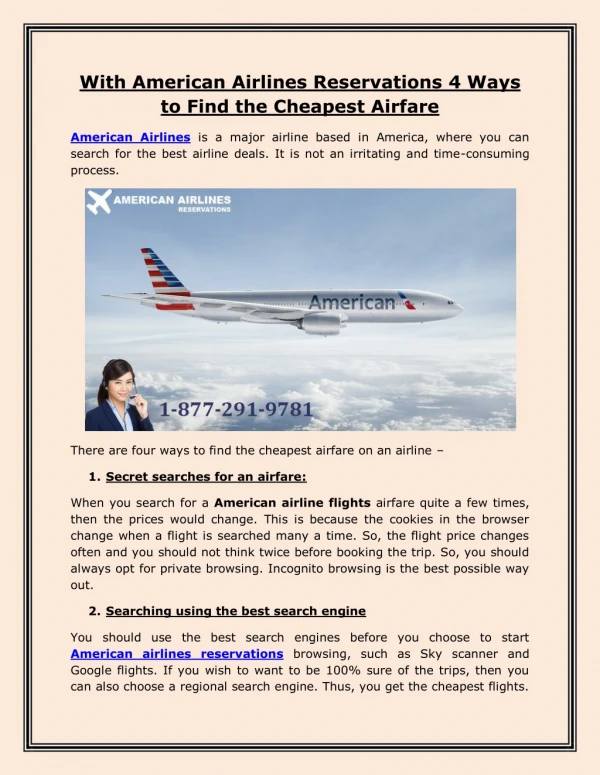 With American Airlines Reservations 4 Ways to Find the Cheapest Airfare