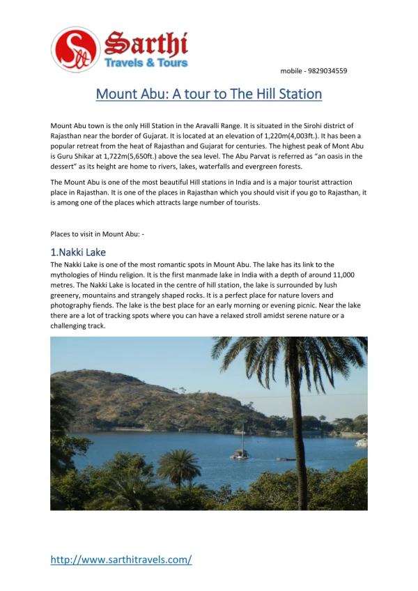Mount Abu: A tour to The Hill Station