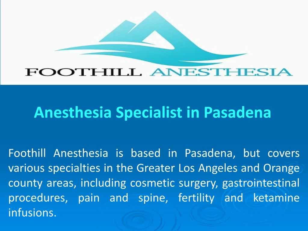 anesthesia specialist in pasadena