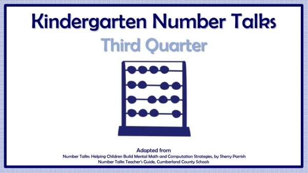 Kindergarten Number Talks Third Quarter Adapted from