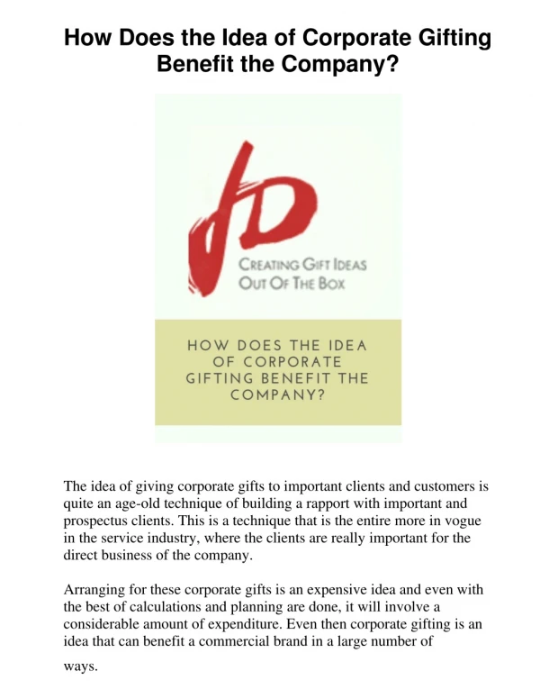 How Does the Idea of Corporate Gifting Benefit the Company?