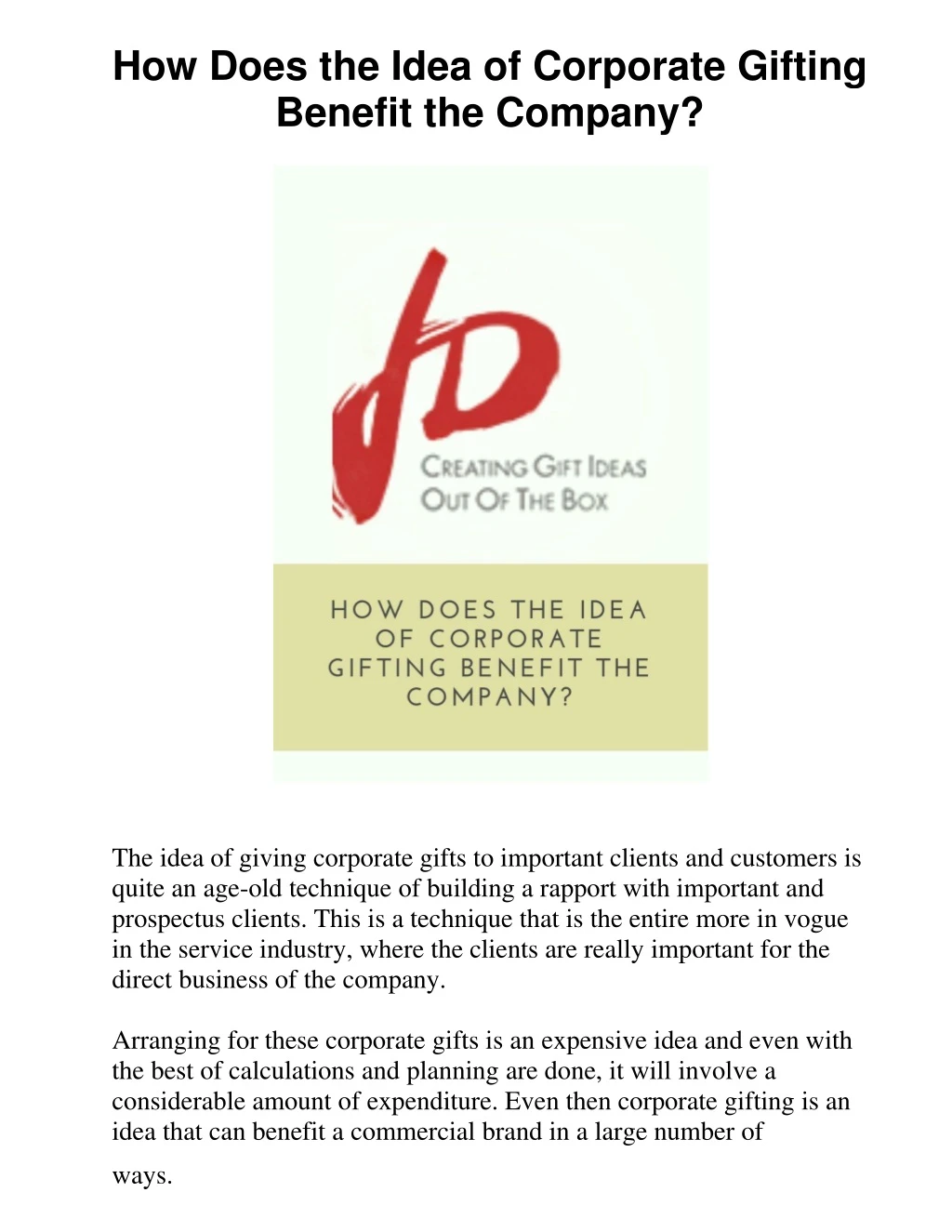 how does the idea of corporate gifting benefit