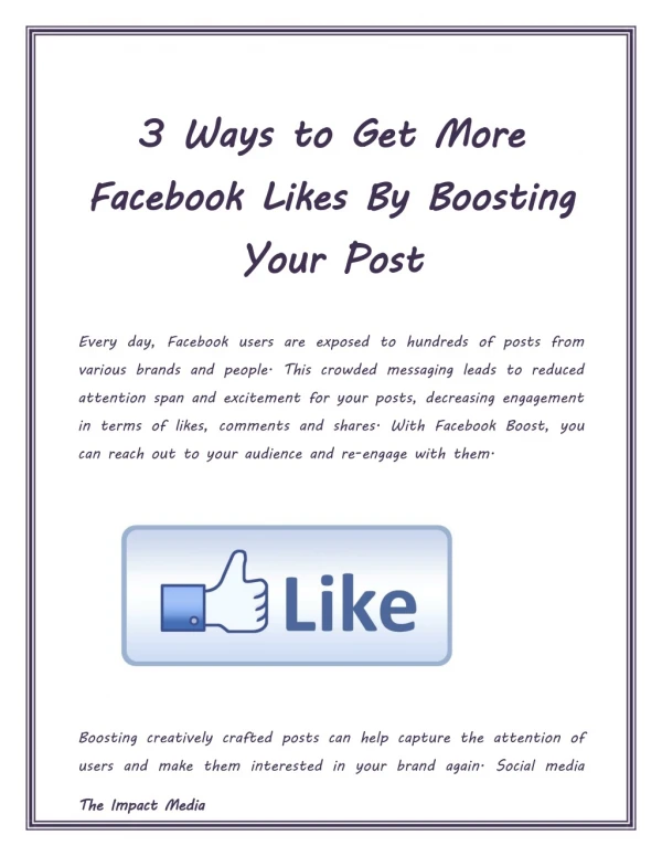 How to Get More Facebook Likes By Boosting Your Post