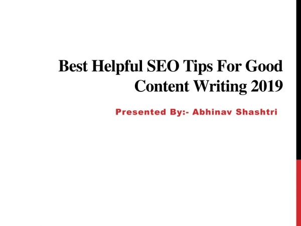 Best Helpful SEO Tips For Good Content Writing 2019