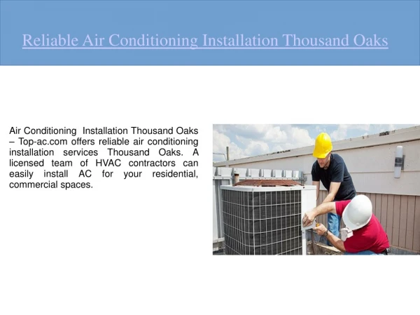 Air Conditioning Installation Thousand Oaks