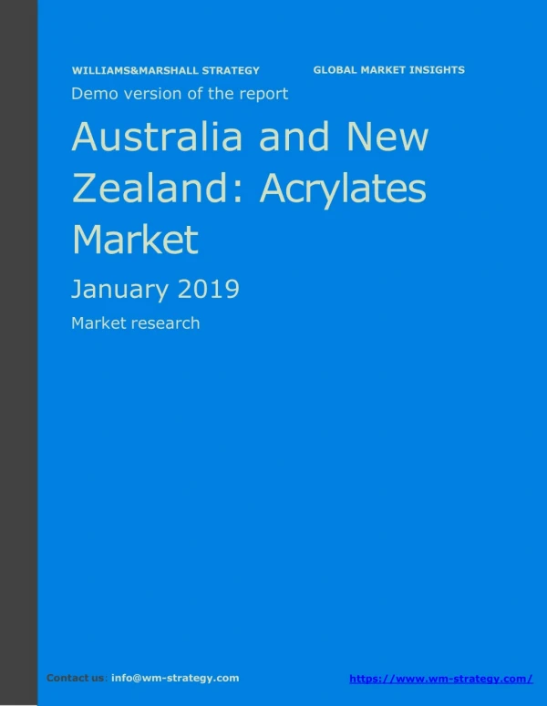 WMStrategy Demo Australia And New Zealand Acrylates Market January 2019