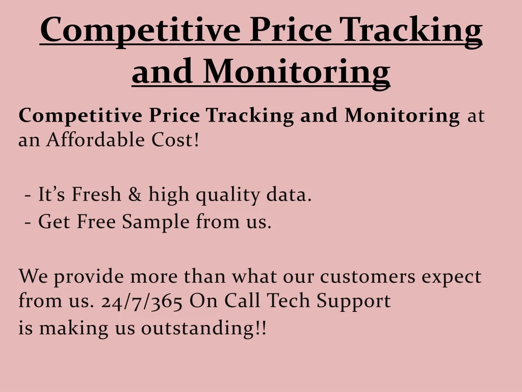 competitive price tracking and monitoring