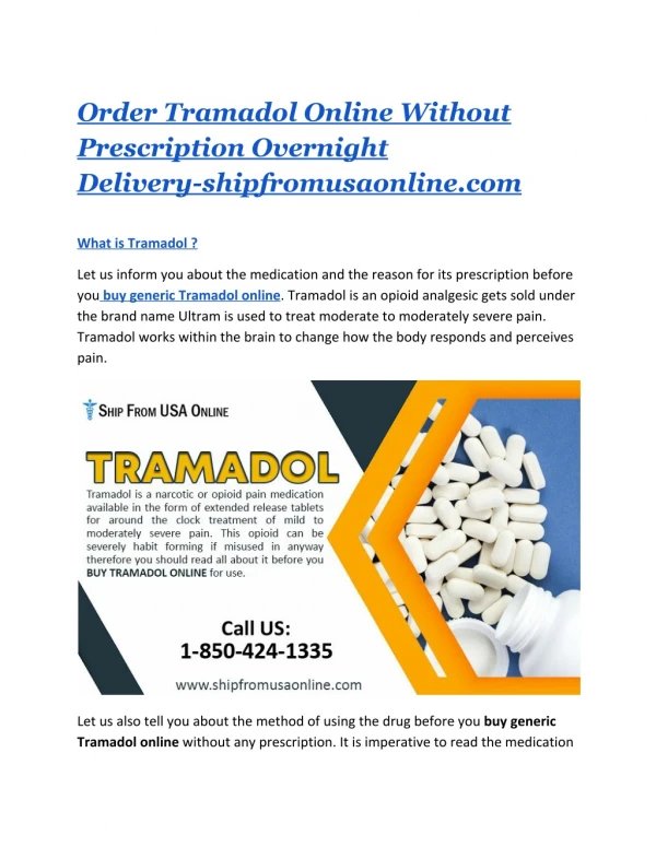 Order Tramadol Online Without Prescription Overnight Delivery-shipfromusaonline.com