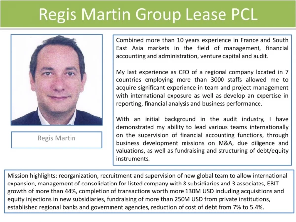 Regis Martin Group Lease / Regis Martin GL