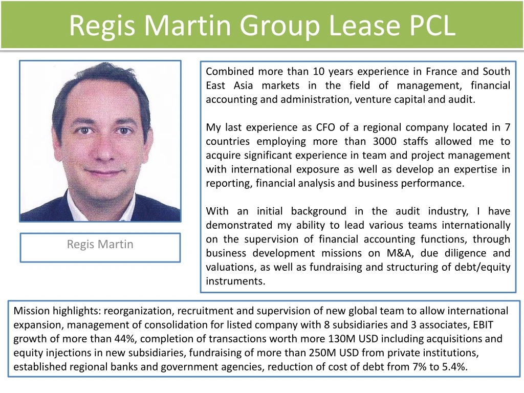 regis martin group lease pcl