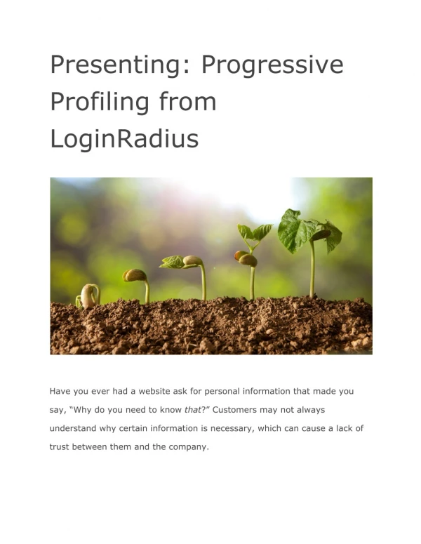 Presenting: Progressive Profiling from LoginRadius