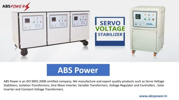 Servo Stabilizer Manufacture - ABS Power
