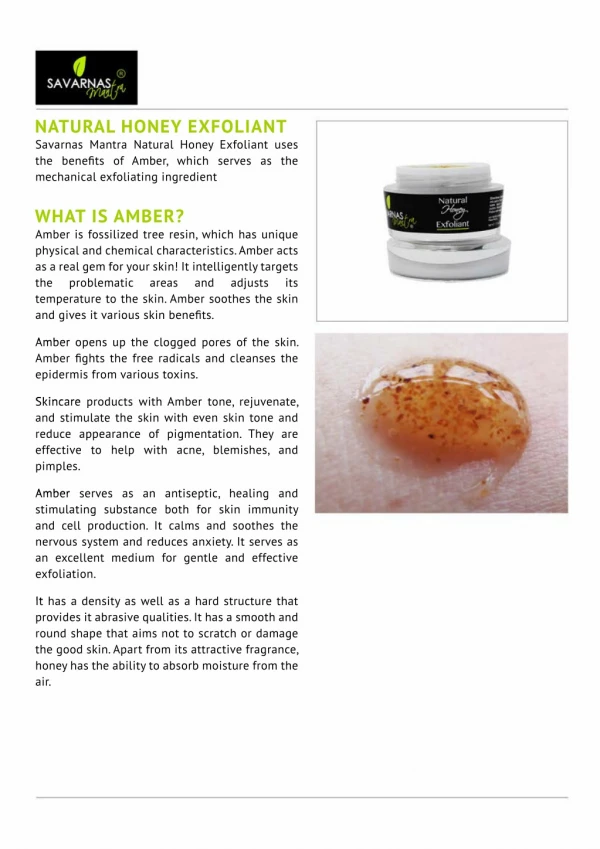 Buy Natural Honey Exfoliant Online - Savarnas Mantra