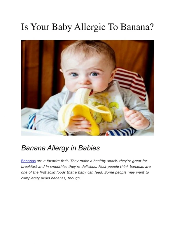 Is Your Baby Allergic To Banana?